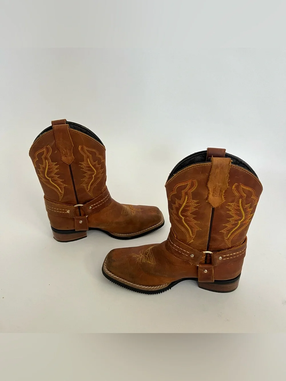 Caballo dorado kids brown leather cowboy boots